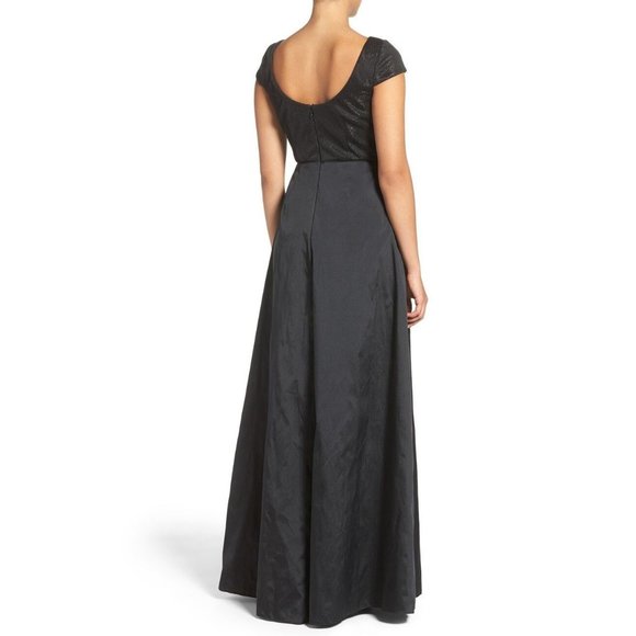 Metallic Knit & Taffeta Gown - Picture 3 of 5